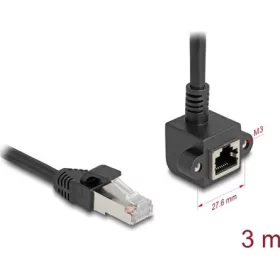   Delock Hálózat bővítő kábel RJ45 apa - RJ45 anya 90 -ban hajlított, Cat.6 F/UTP, 3 m, fekete