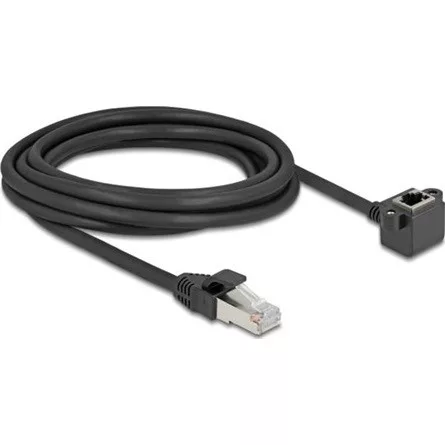 Delock Hálózat bővítő kábel RJ45 apa - RJ45 anya 90 -ban hajlított, Cat.6 F/UTP, 3 m, fekete