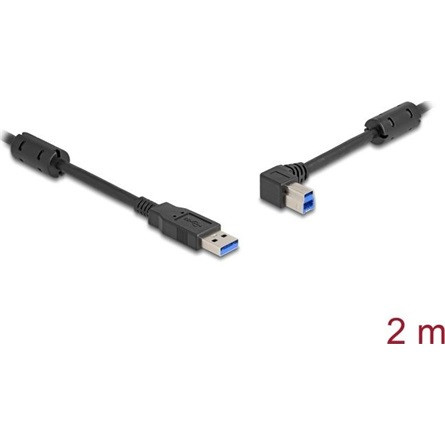 Delock USB 5 Gbps kábel A-típusú apa - B-típusú apa 90  balra hajlítva 2 m