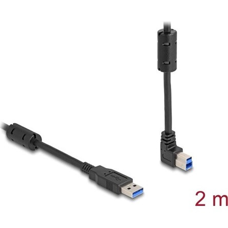 Delock USB 5 Gbps kábel A-típusú apa - B-típusú apa 90  felfelé néző csatlakozóapaval 2 m