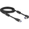 Delock USB 5 Gbps kábel A-típusú apa - B-típusú apa 90  felfelé néző csatlakozóapaval 3 m