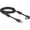 Delock USB 5 Gbps kábel A-típusú apa - B-típusú apa 90  lefelé néző csatlakozóapaval 3 m