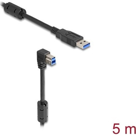 Delock USB 5 Gbps kábel A-típusú apa - B-típusú apa 90  lefelé néző csatlakozóapaval 5 m