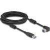 Delock USB 5 Gbps kábel A-típusú apa - B-típusú apa 90  lefelé néző csatlakozóapaval 5 m