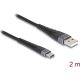 Delock USB 2.0 kábel A-típusú USB apa - USB Type-C  apa meghosszabbított hajlítás védelemmel 2 m