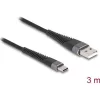 Delock USB 2.0 kábel A-típusú USB apa - USB Type-C  apa meghosszabbított hajlítás védelemmel 3 m