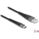 Delock USB 2.0 kábel A-típusú USB apa - USB Type-C  apa meghosszabbított hajlítás védelemmel 3 m