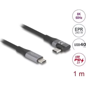   Delock USB 40 Gbps Kábel, ívelt bal / jobb, USB PD 3.1 Extended Power Range 240 W 1 m