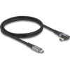 Delock USB 40 Gbps Kábel, ívelt bal / jobb, USB PD 3.1 Extended Power Range 240 W 1 m