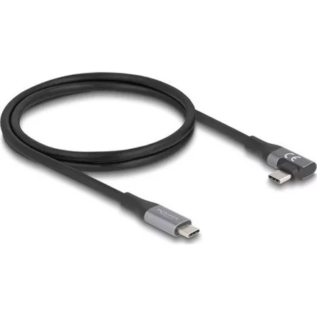 Delock USB 40 Gbps Kábel, ívelt bal / jobb, USB PD 3.1 Extended Power Range 240 W 1 m