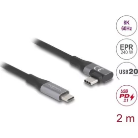   Delock USB 20 Gbps Kábel, ívelt bal / jobb, USB PD 3.1 Extended Power Range 240 W 2 m