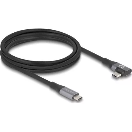 Delock USB 20 Gbps Kábel, ívelt bal / jobb, USB PD 3.1 Extended Power Range 240 W 2 m