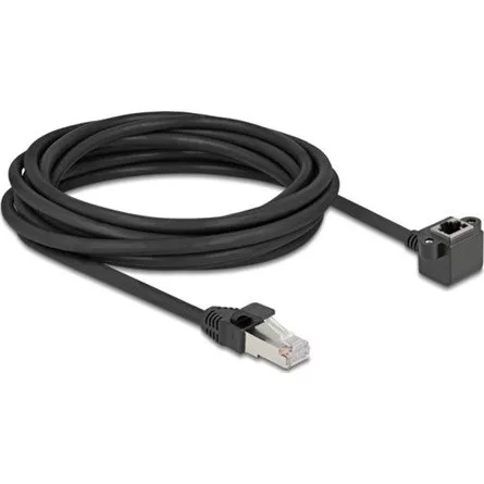 Delock Hálózat bővítő kábel RJ45 apa - RJ45 anya 90 -ban hajlított, Cat.6 F/UTP, 5 m, fekete