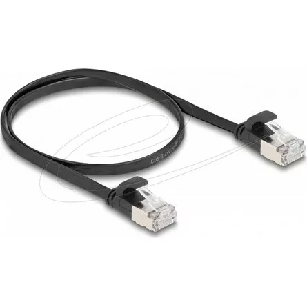 Delock RJ45 lapos patch kábelcsatlakozó a dugóhoz Cat.6A U/FTP 0,5 m fekete