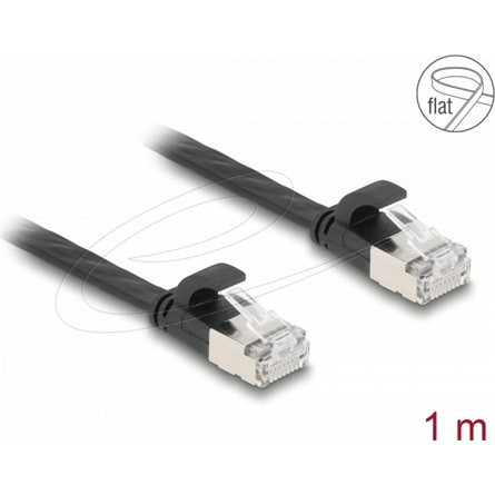 Delock RJ45 lapos patch kábelcsatlakozó a dugóhoz Cat.6A U/FTP 1 m fekete