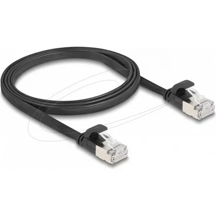 Delock RJ45 lapos patch kábelcsatlakozó a dugóhoz Cat.6A U/FTP 1 m fekete