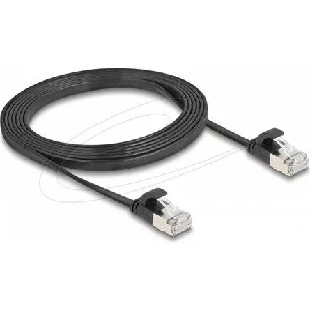 Delock RJ45 lapos patch kábelcsatlakozó a dugóhoz Cat.6A U/FTP 2 m fekete