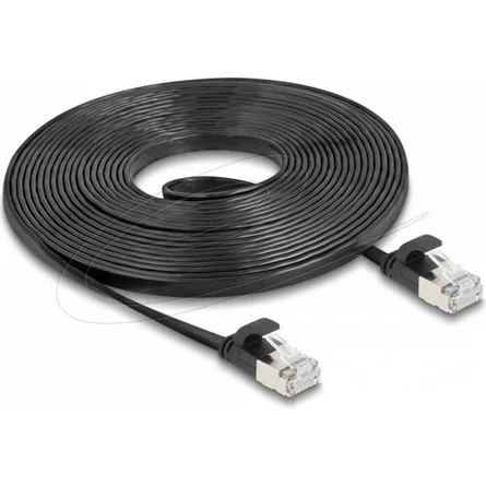 Delock RJ45 lapos patch kábelcsatlakozó a dugóhoz Cat.6A U/FTP 5 m fekete