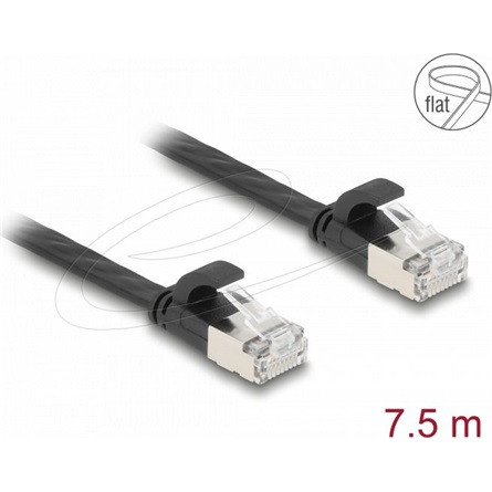 Delock RJ45 lapos patch kábelcsatlakozó Cat.6A U/FTP 7,5 m fekete