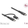 Delock 2 az 1-ben USB kábel USB Type-C  - USB Type-C  / Lightning  iPhone  és iPad  eszközökhöz 1 m MFi 60 W