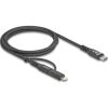 Delock 2 az 1-ben USB kábel USB Type-C  - USB Type-C  / Lightning  iPhone  és iPad  eszközökhöz 1 m MFi 60 W