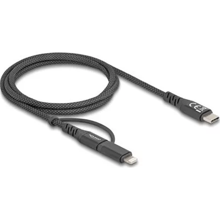 Delock 2 az 1-ben USB kábel USB Type-C  - USB Type-C  / Lightning  iPhone  és iPad  eszközökhöz 1 m MFi 60 W