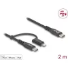 Delock 2 az 1-ben USB kábel USB Type-C  - USB Type-C  / Lightning  iPhone  és iPad  eszközökhöz 2 m MFi 60 W