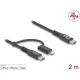 Delock 2 az 1-ben USB kábel USB Type-C  - USB Type-C  / Lightning  iPhone  és iPad  eszközökhöz 2 m MFi 60 W