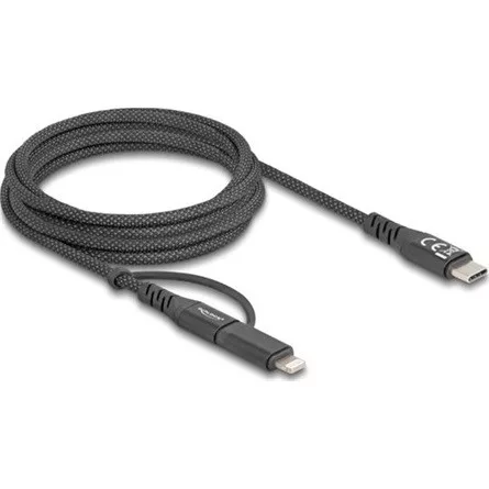 Delock 2 az 1-ben USB kábel USB Type-C  - USB Type-C  / Lightning  iPhone  és iPad  eszközökhöz 2 m MFi 60 W