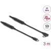 Delock Aktív USB 10 Gbps kábel USB Type-C  apa- balra / jobbra hajlított apa 3 m 8K PD 60 W E-Markerrel
