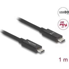   Delock USB 80 Gbps kábel USB Type-C  dugó - dugó 16K 60 Hz PD 3.1 240 W E-Marker koaxiális 1 m fekete