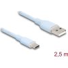 Delock USB 2.0 kábel USB A-típusú dugó - USB Type-C  dugó 2,5 m kék Szilikon