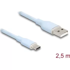   Delock USB 2.0 kábel USB A-típusú dugó - USB Type-C  dugó 2,5 m kék Szilikon