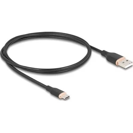 Delock USB 2.0 kábel USB A-típusú dugó - USB Type-C  dugó 1 m fekete Szilikon