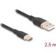 Delock USB 2.0 kábel USB A-típusú dugó - USB Type-C  dugó 2,5 m fekete Szilikon