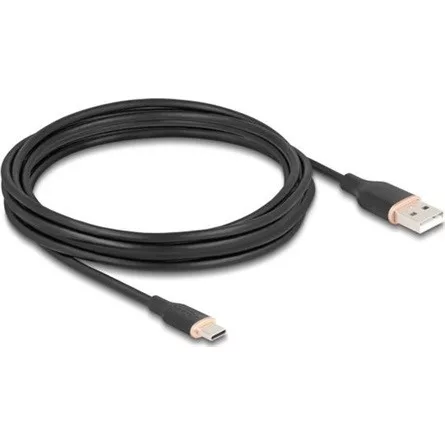 Delock USB 2.0 kábel USB A-típusú dugó - USB Type-C  dugó 4 m fekete Szilikon