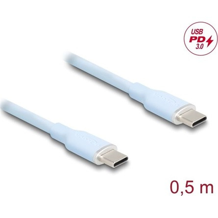 Delock USB 2.0 kábel USB Type-C  dugó - dugó PD 3.0 60 W 0,5 m kék Szilikon
