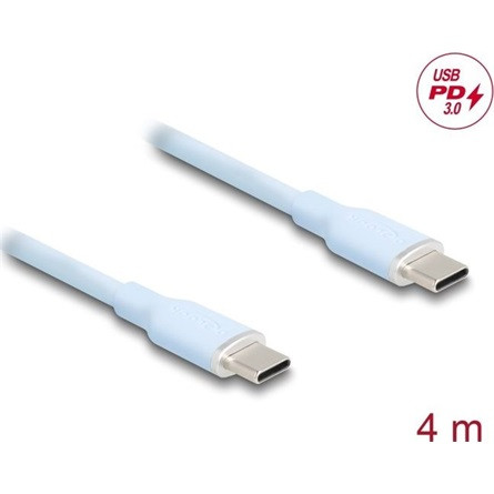 Delock USB 2.0 kábel USB Type-C  dugó - dugó PD 3.0 60 W 4 m kék Szilikon