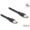 Delock USB 2.0 kábel USB Type-C  dugó - dugó PD 3.0 60 W 0,5 m fekete Szilikon