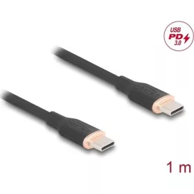   Delock USB 2.0 kábel USB Type-C  dugó - dugó PD 3.0 60 W 1 m fekete Szilikon