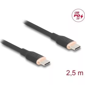   Delock USB 2.0 kábel USB Type-C  dugó - dugó PD 3.0 60 W 2,5 m fekete Szilikon