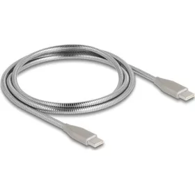   Delock USB-C  kábel USB 2.0 fém burkolattal USB Type-C  dugaszoló PD 3.0 60 W 1 m ezüst