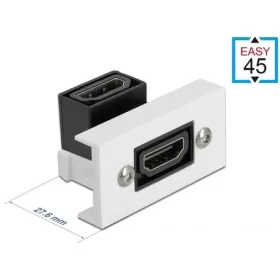   Delock HDMI 2.0 -> HDMI 2.0 F/F Easy 45 modul fehér-fekete 90°, 22,5x45mm