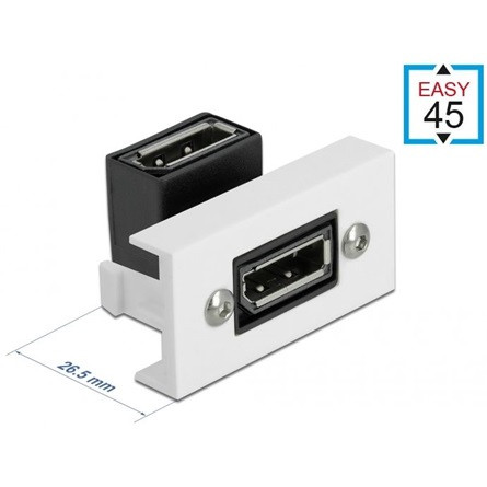 Delock DisplayPort 1.4 -> DisplayPort 1.4 M/F Easy 45 modul fehér 22,5x45mm