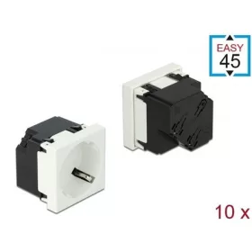   Delock villásdugó CEE 7/3 (EU) aljzat Easy 45 modul fehér 10db