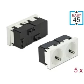   Delock 2db villásdugó CEE 7/3 (EU) aljzat Easy 45 modul fehér 5db