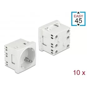   Delock villásdugó CEE 7/3 (EU) aljzat Easy 45 modul fehér 10db