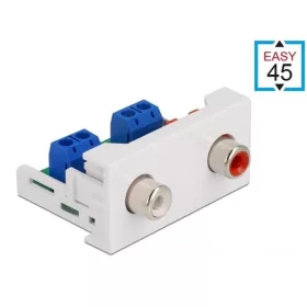   Delock 2db RCA -> 2db Terminal block 2pin F/F Easy 45 modul fehér