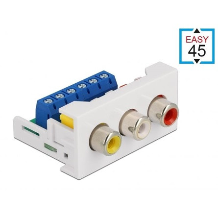 Delock 3db RCA -> Terminal block 6pin F/F Easy 45 modul fehér