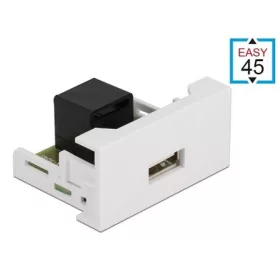   Delock USB-A 2.0 -> RJ45 F/F Easy 45 modul fehér 22.5x45mm
